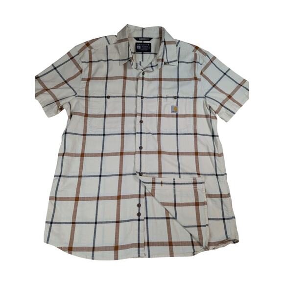 Carhartt Shirt Men’s Large Rugged Flex Plaid Relaxed Super Soft Short Sleeve - Picture 2 of 6